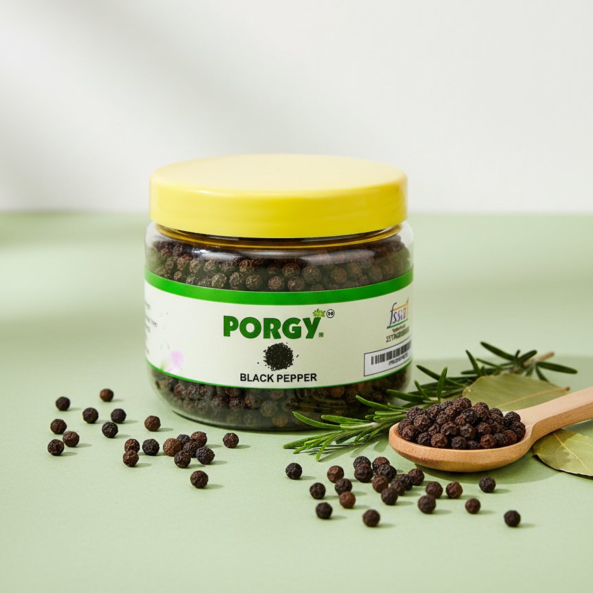 PORGY Black Pepper Whole – 75g Premium handpicked peppercorns